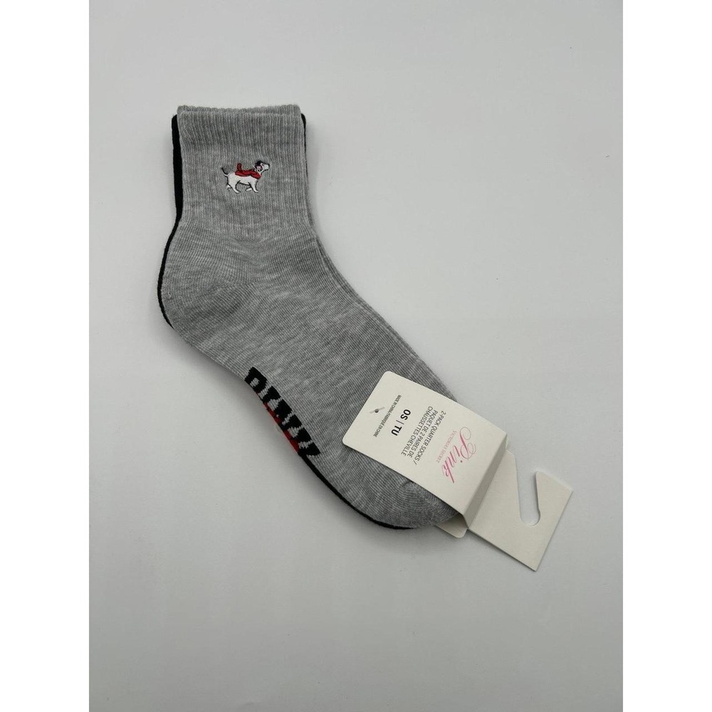 PINK Victoria's Secret 2-Pack Quarter Socks Holiday Dog Christmas Tree NWT